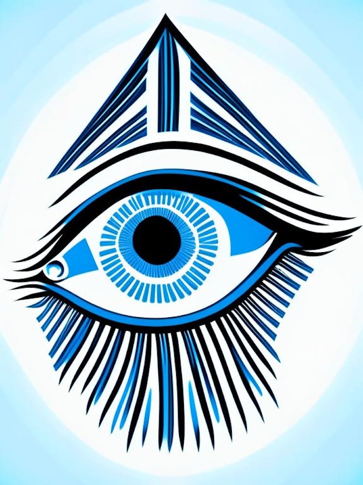 Digital Art, Symbol, Third Eye Blue & White 1
