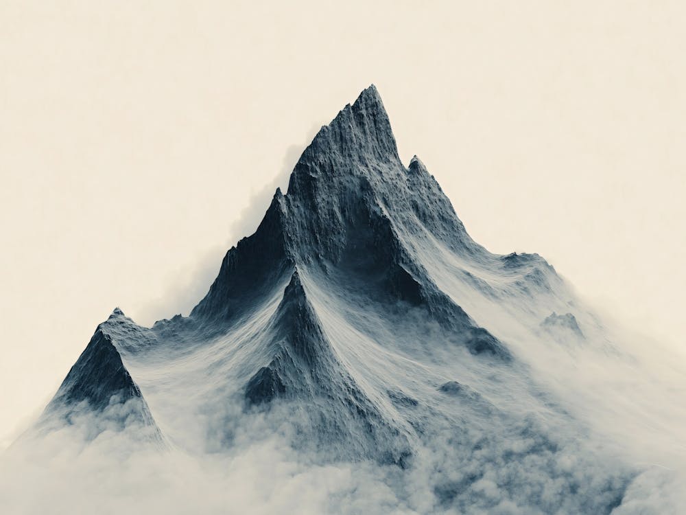 Montagne sur blanc