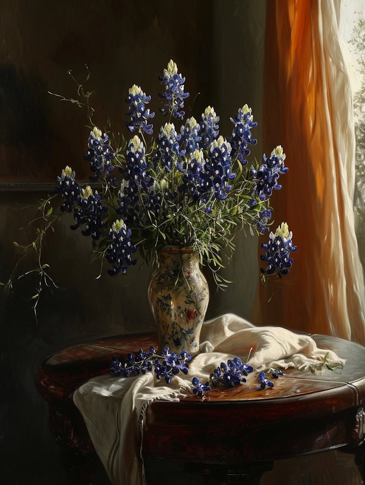 Baroque Floral Still Life Bluebonnet 2