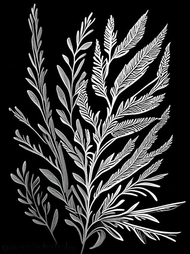 Rosemary Leaf Linocut 2