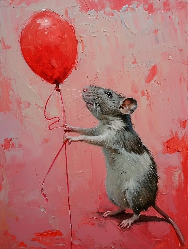 Cute Rat 1 With Balloon