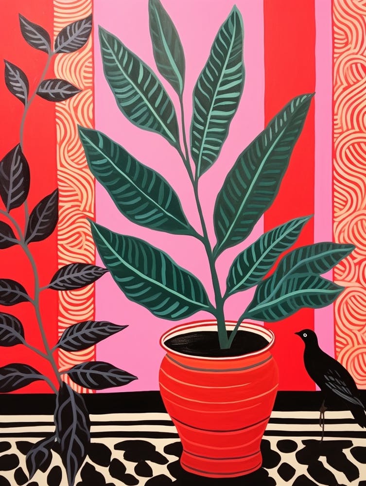 Pink And Red Plant Illustration Zz Plant Raven 4