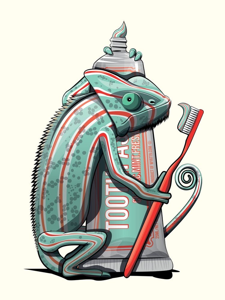 Chameleon Brushing Teeth