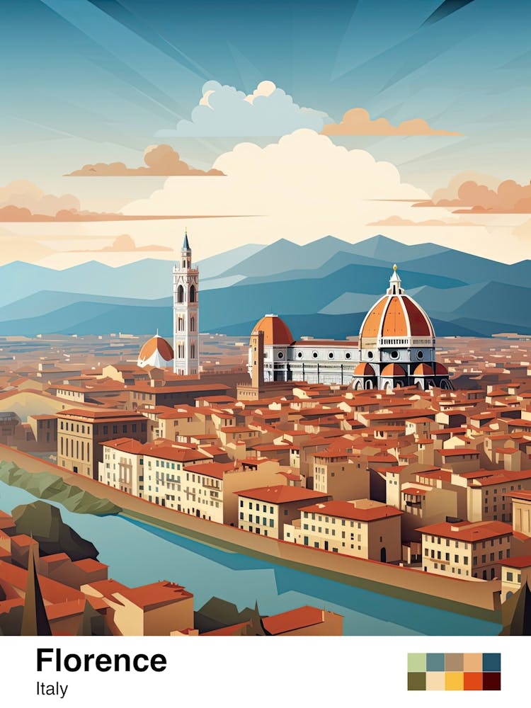 Florence, Italy, Geometric Illustration 1 Poster