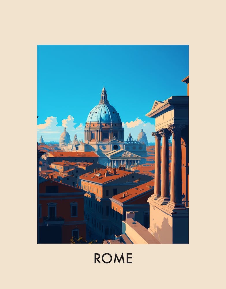 Rome Italy 2 Vintage Travel Poster
