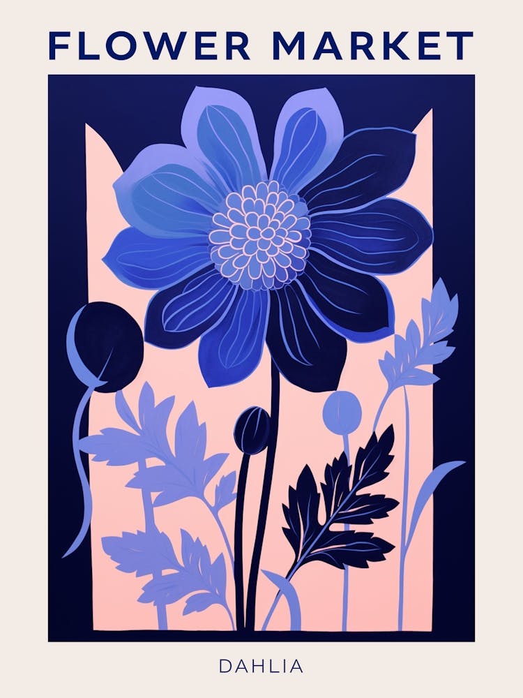 Blue Flower Market Poster Dahlia 1