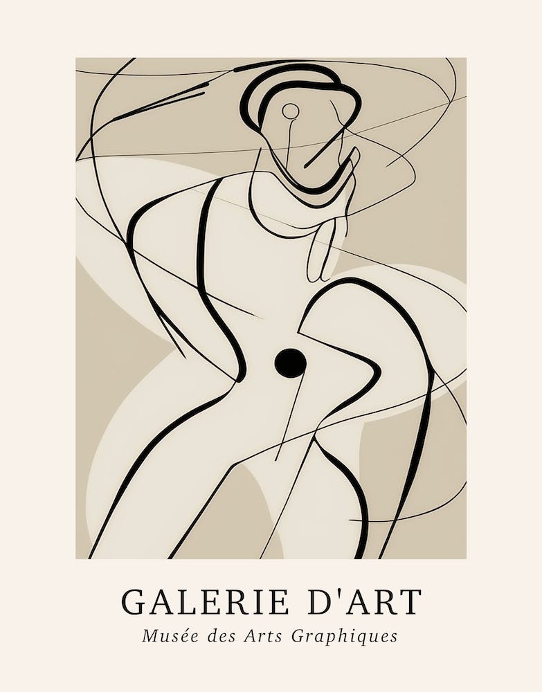 Galerie D'Art Abstract Line Art Figure Neutrals 8