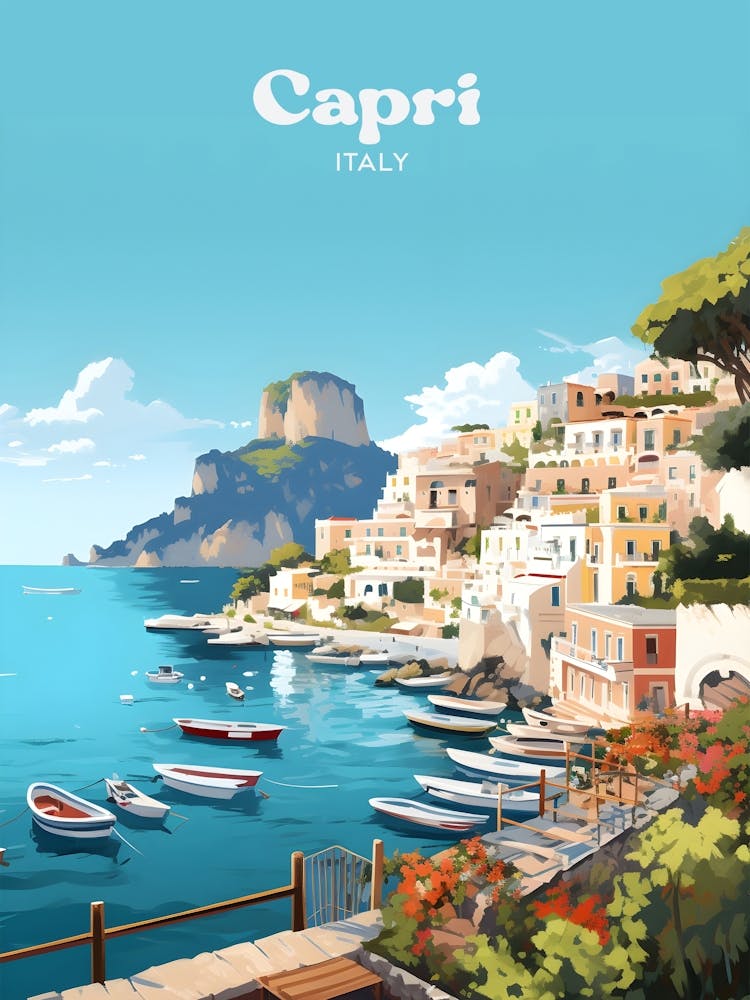 Capri Italy Vacation Modern Travel Art