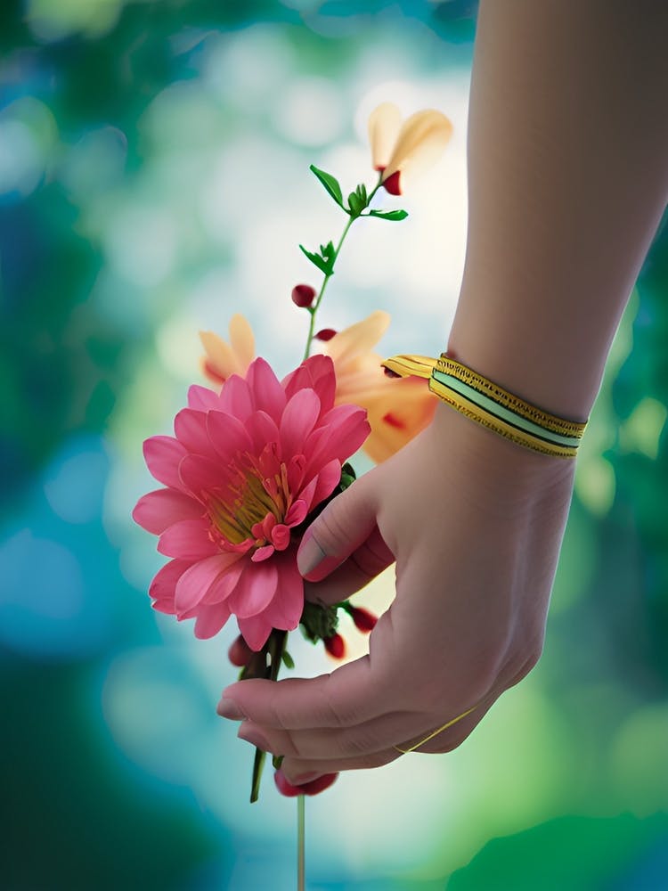 Girl Holding A Flower