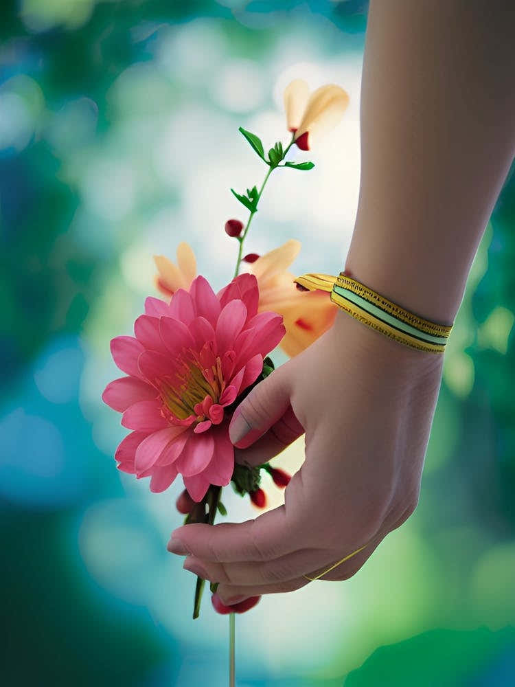 Girl Holding A Flower