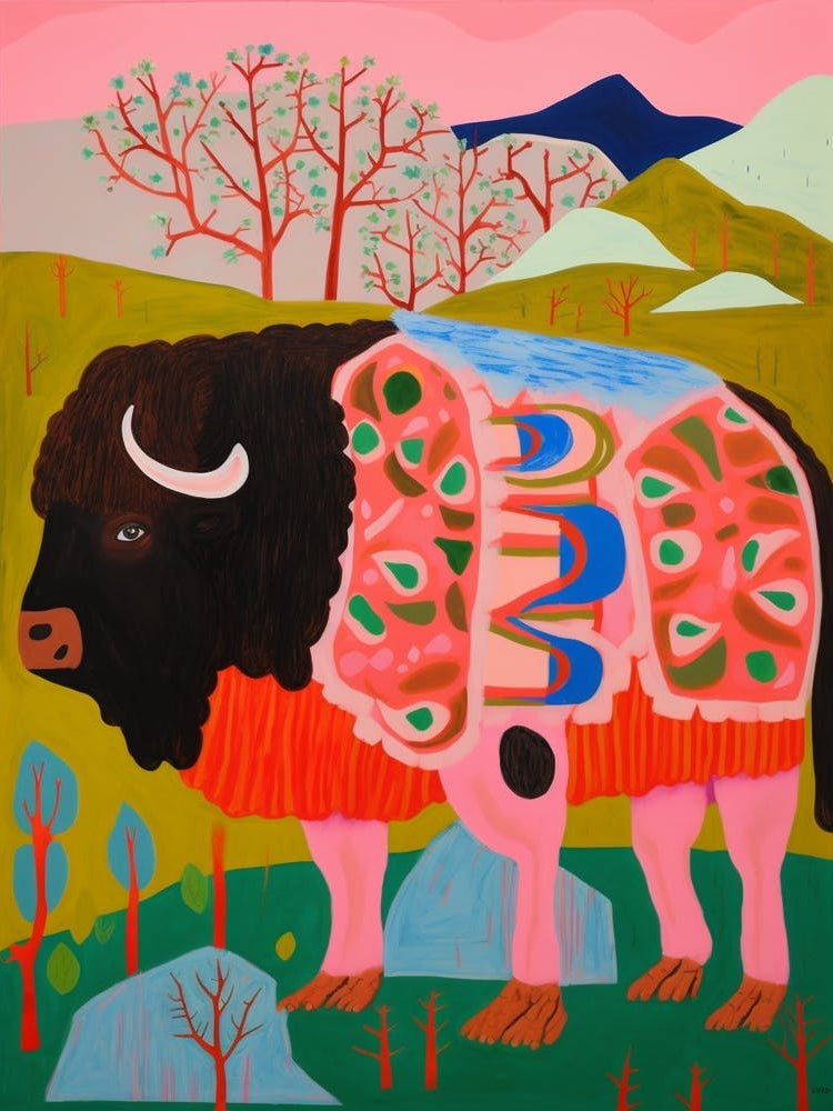 Maximalist Animal Painting Bison