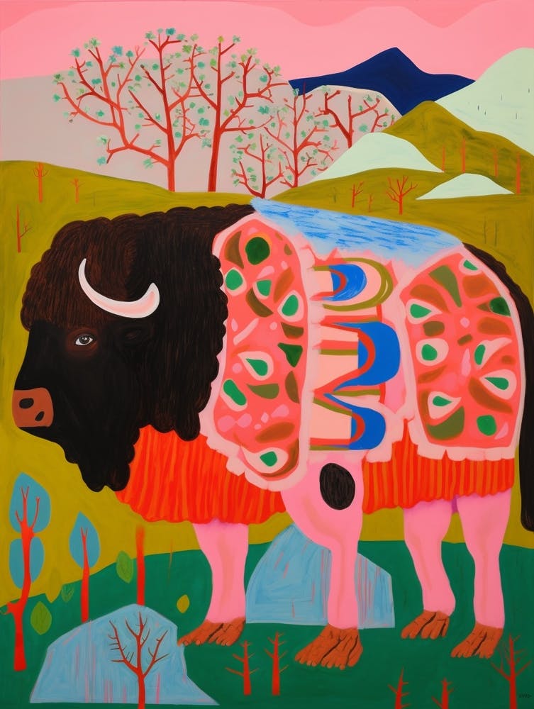 Maximalist Animal Painting Bison