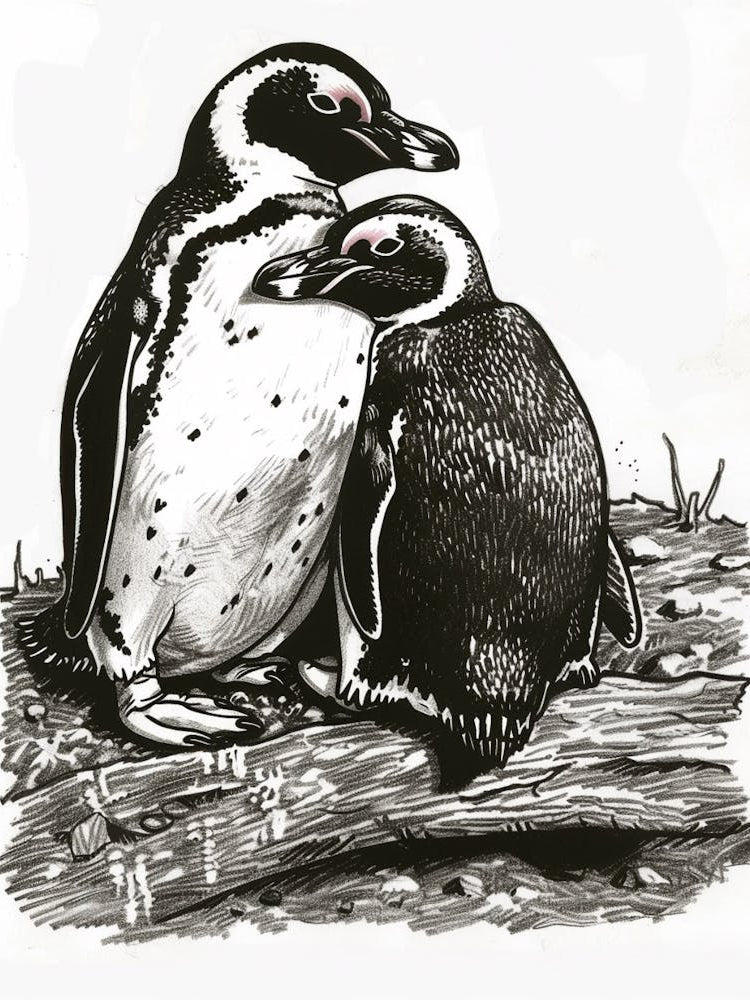 African Penguin Snuggling With Their Mate 1