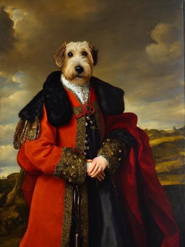Soft Coated Wheaten Terrier 2 Renaissance Portrait Oil Painting