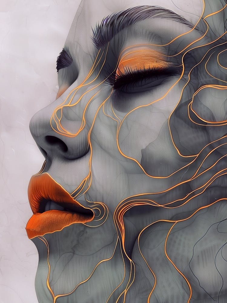 Abstract Of A Woman'S Face Extraordinary femininity woven with threads of gold 1