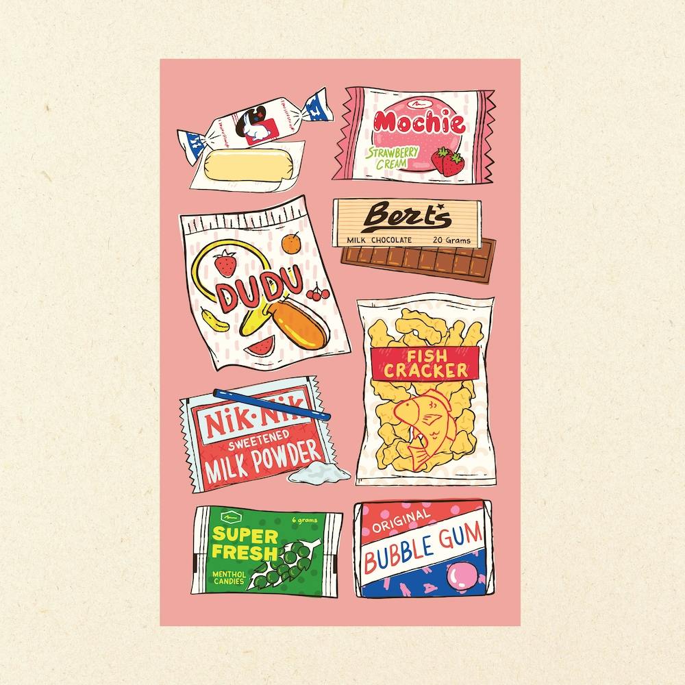 90s Snacks Pink Square