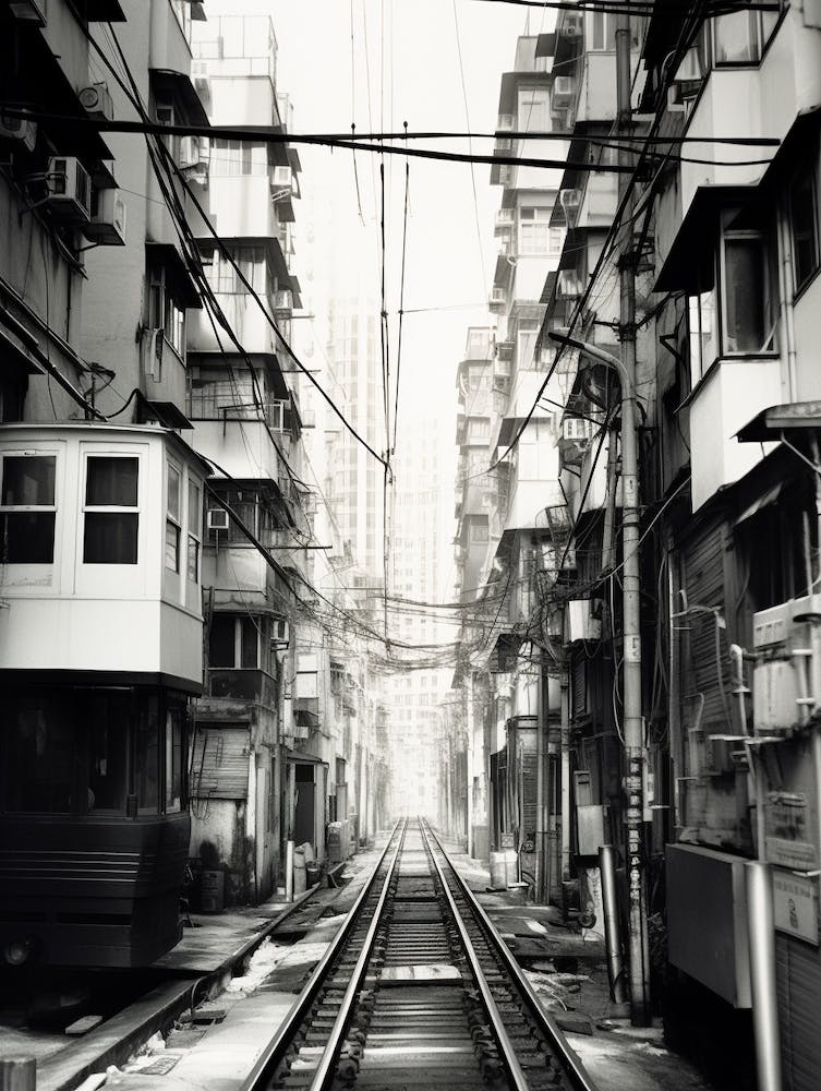 Hong Kong, China, Black And White Old Photo 1