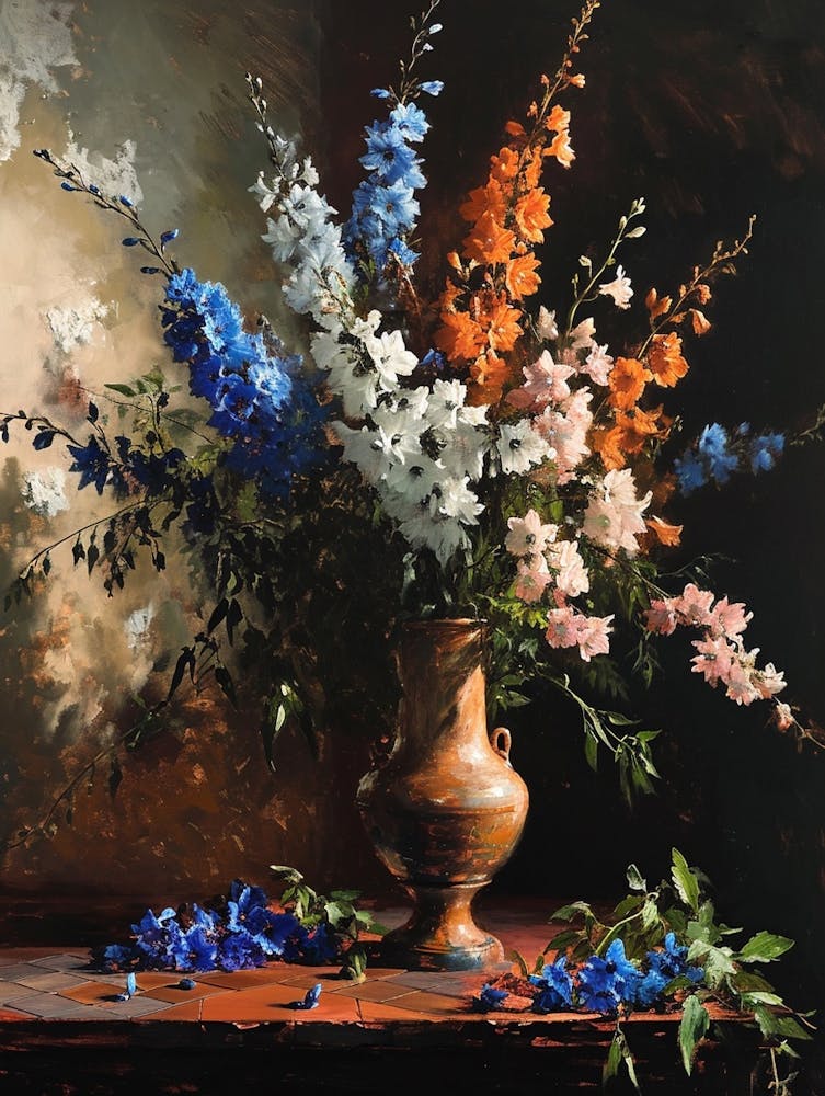 Baroque Floral Still Life Delphinium 3