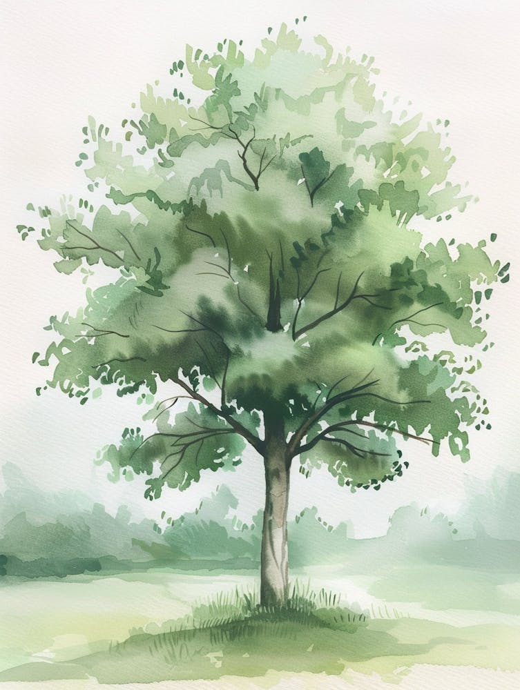 Beech Tree Atmospheric Watercolour Painting 1