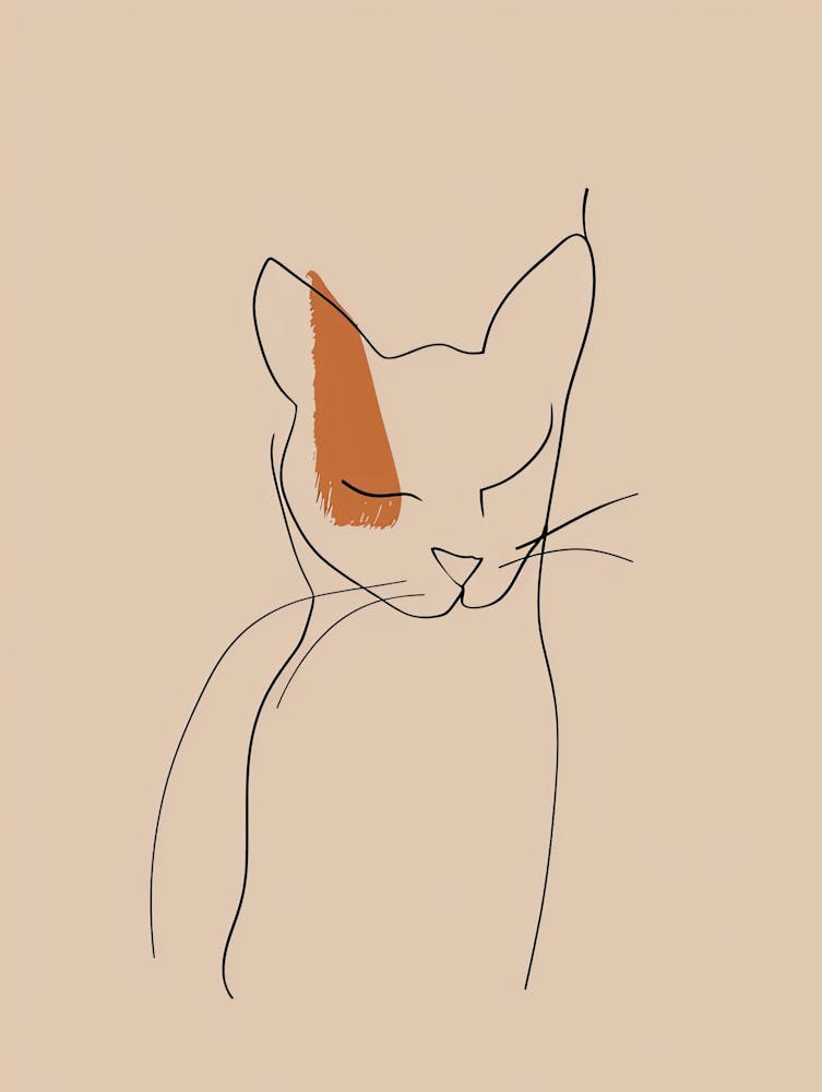 Katze - Boho, Linienkunst 11