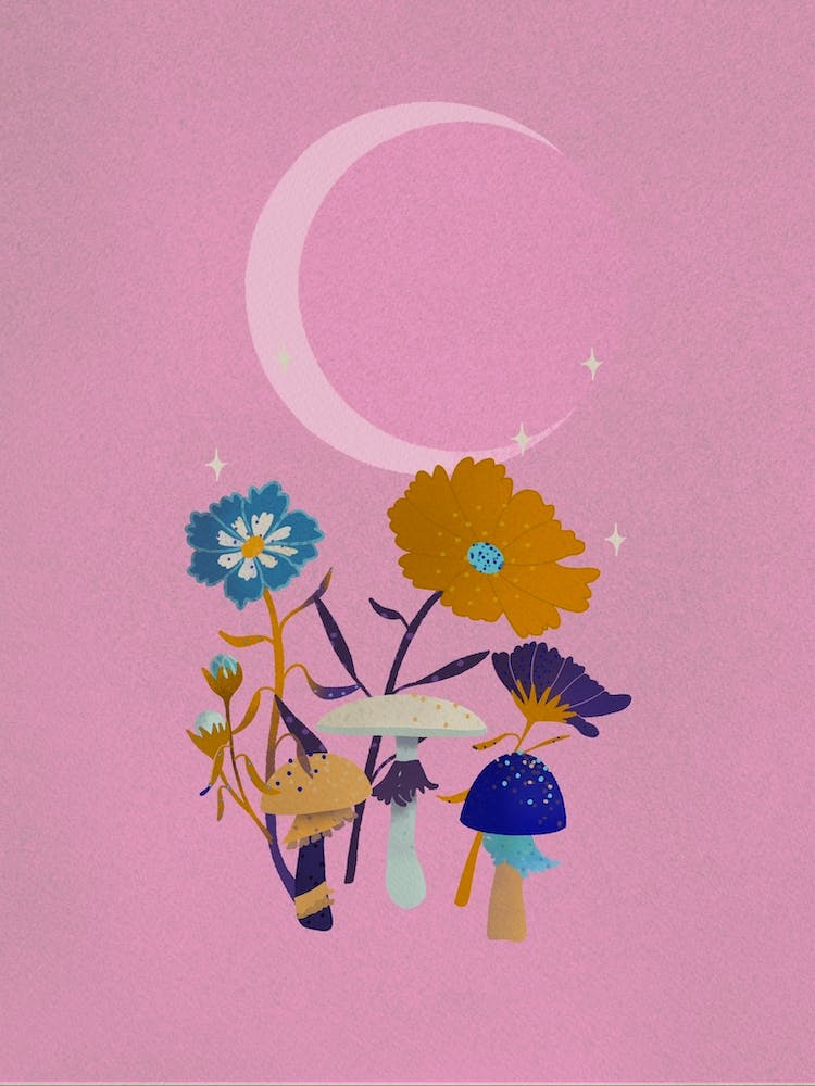 Moon And Flowers Lilac
