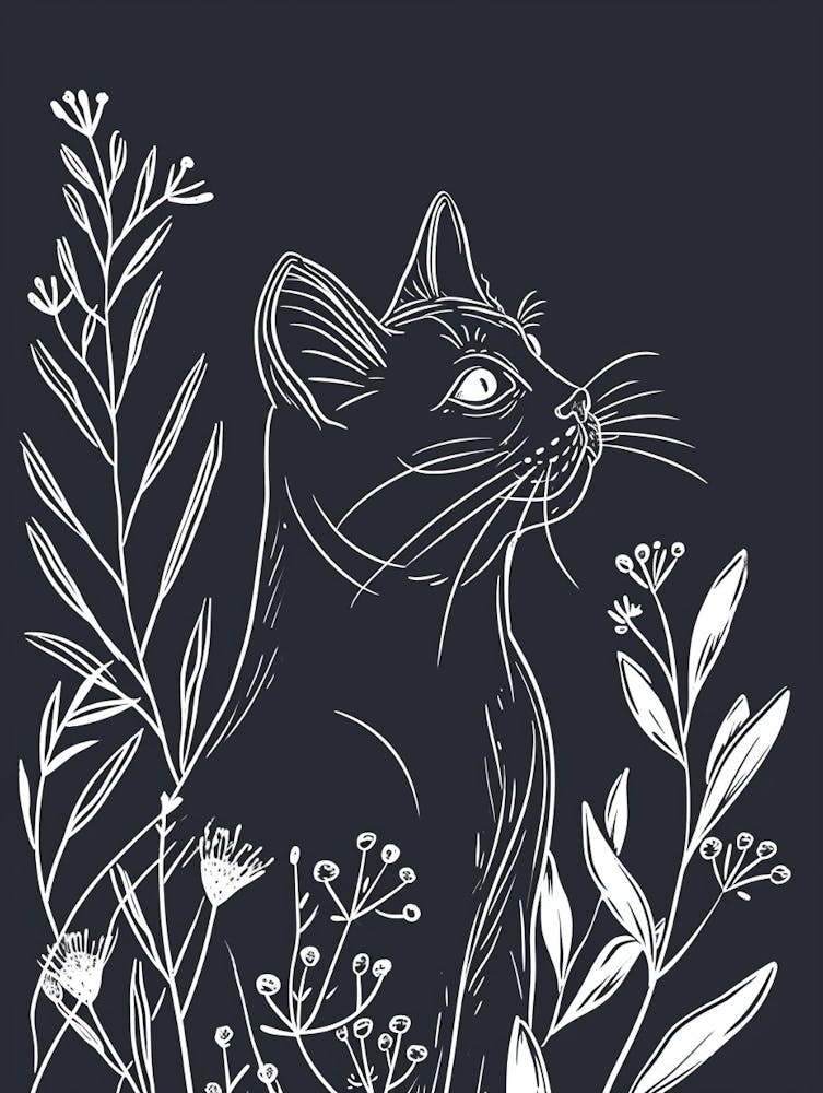 Norwegian Forest Cat Cat Minimalist Illustration 1