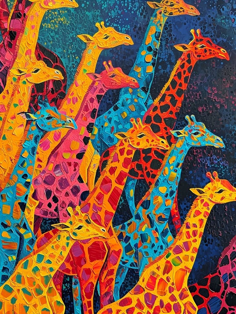 Abstract Geometric Giraffe Herd 3