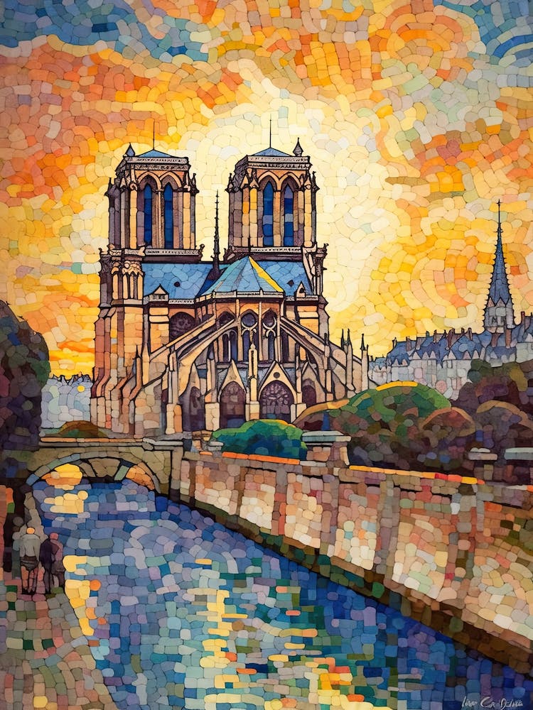 Notre Dame Paris Frankreich Paul Signac Stil 3