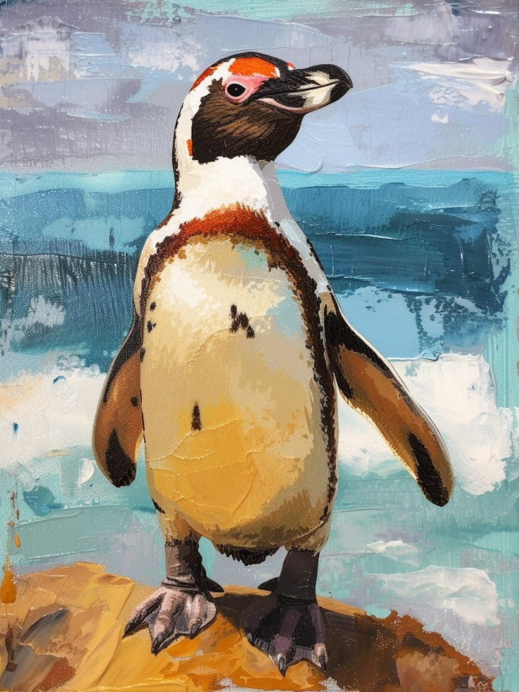 Galapagos Penguin Bleaker Island Colour Block Painting 4