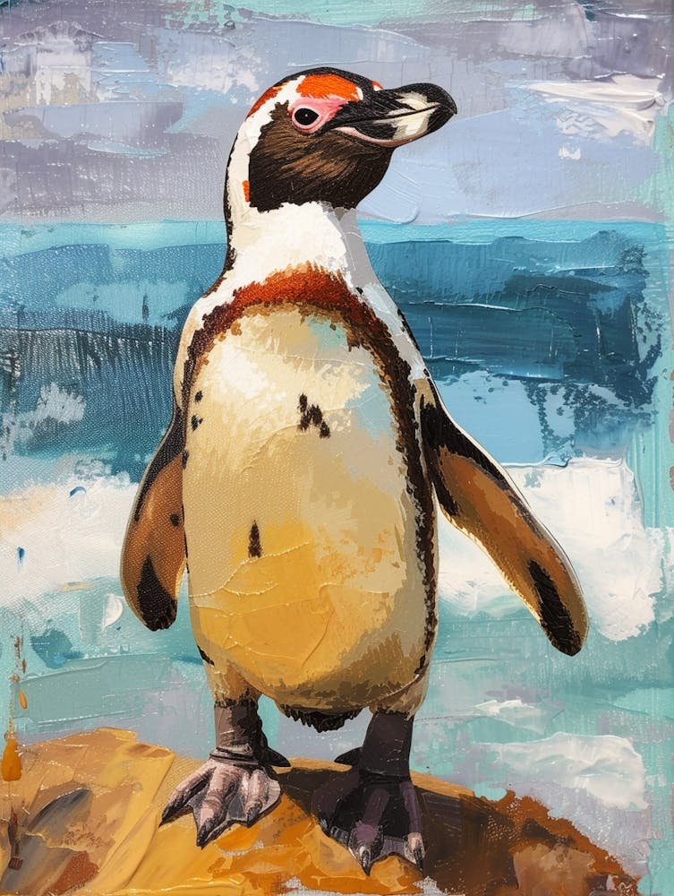 Galapagos Penguin Bleaker Island Colour Block Painting 4