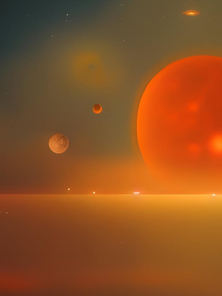Red Dwarf Planets Futuristic Sci Fi Solar System