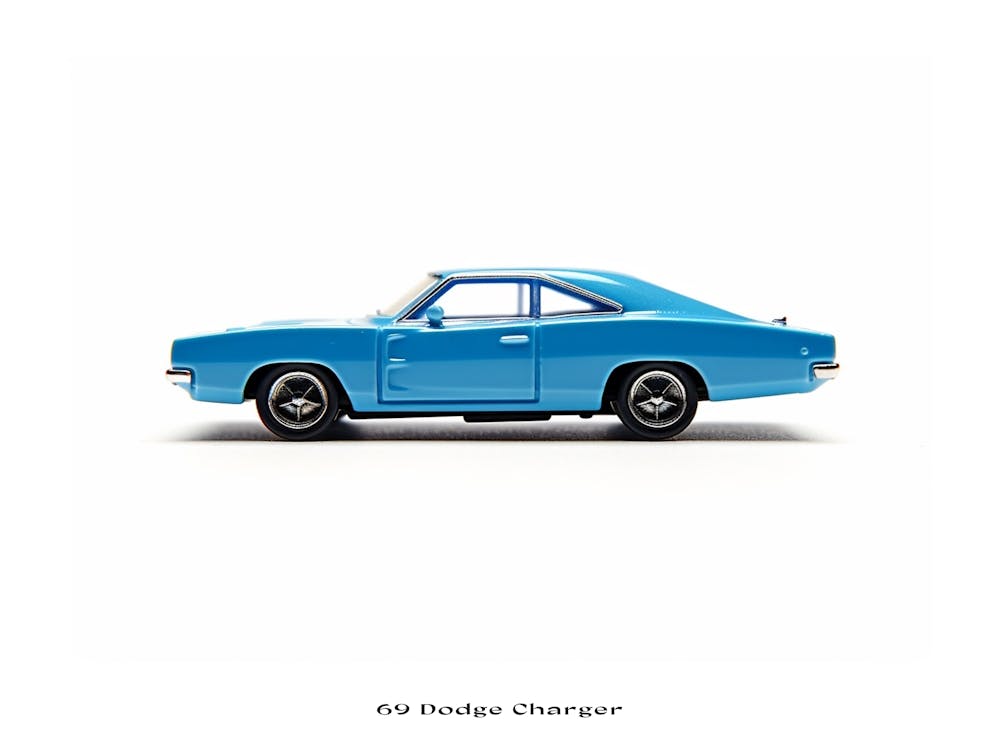 Voiture Jouet 69 Dodge Charger - Affiche Bleue