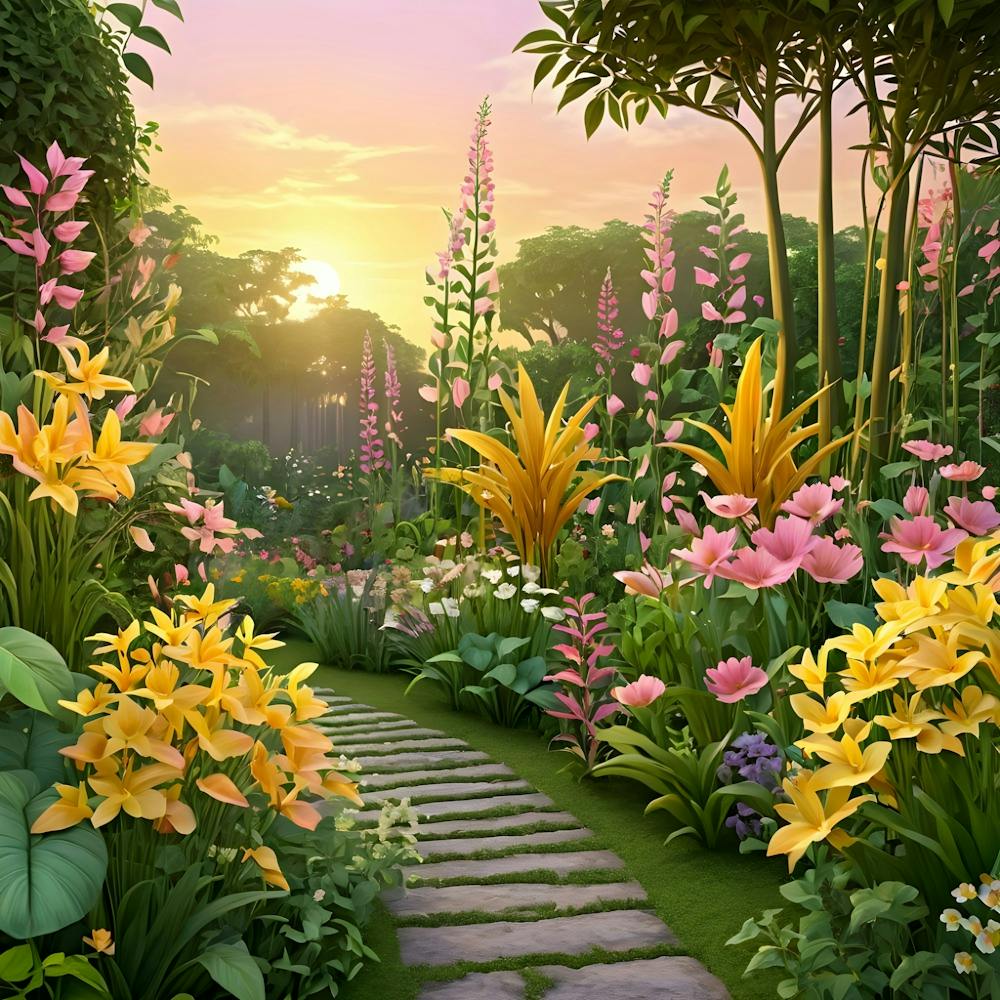 Garden At Sunset