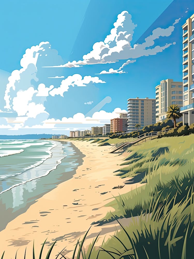 Myrtle Beach South Carolina, Usa, Flat Illustration 3