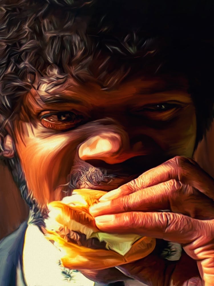 Pulp Fiction Paintings Eating Burgers