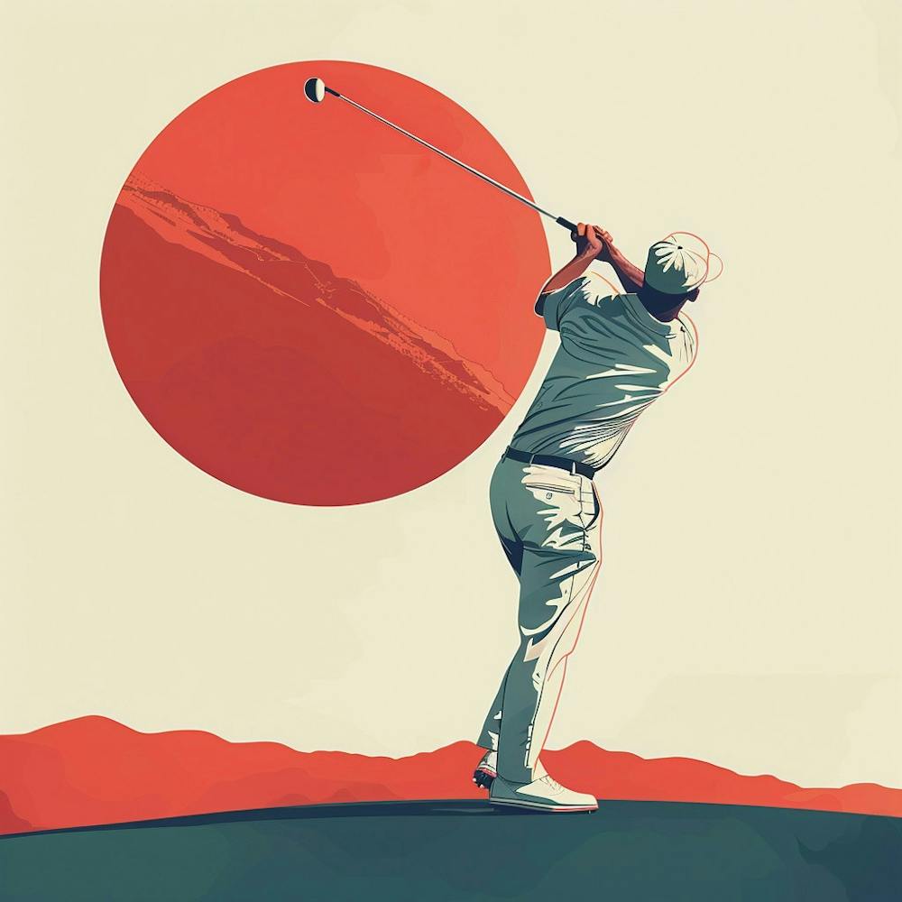 Un Golfeur Prenant Le Départ Illustration Minimale 1