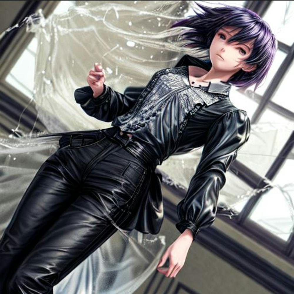 Anime-Mädchen mit lila Haaren