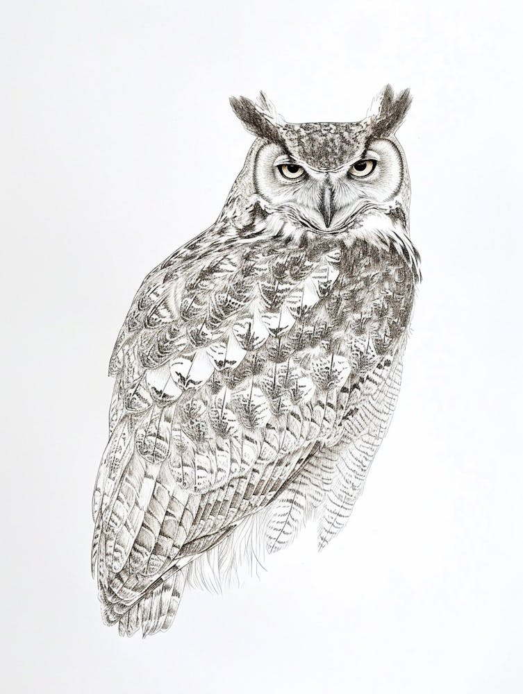 Verreauxs Eagle Owl Drawing 1