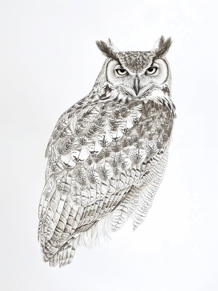 Verreauxs Eagle Owl Drawing 1