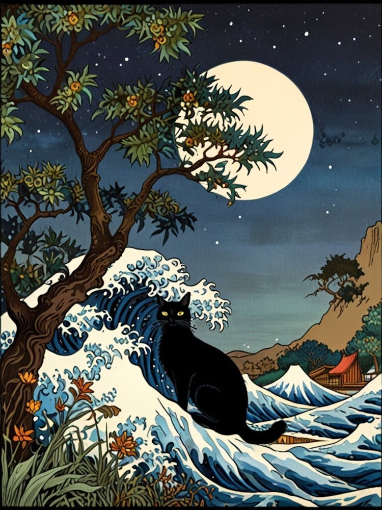 William Morris Great Wave Cat