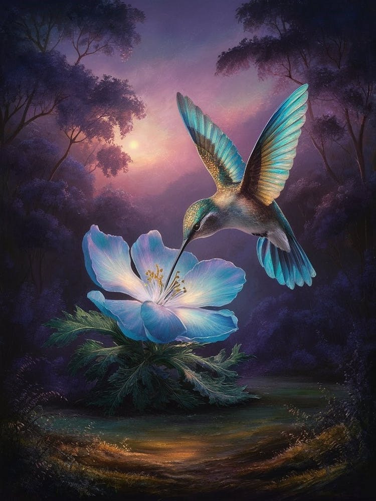 Hummingbird And Flower