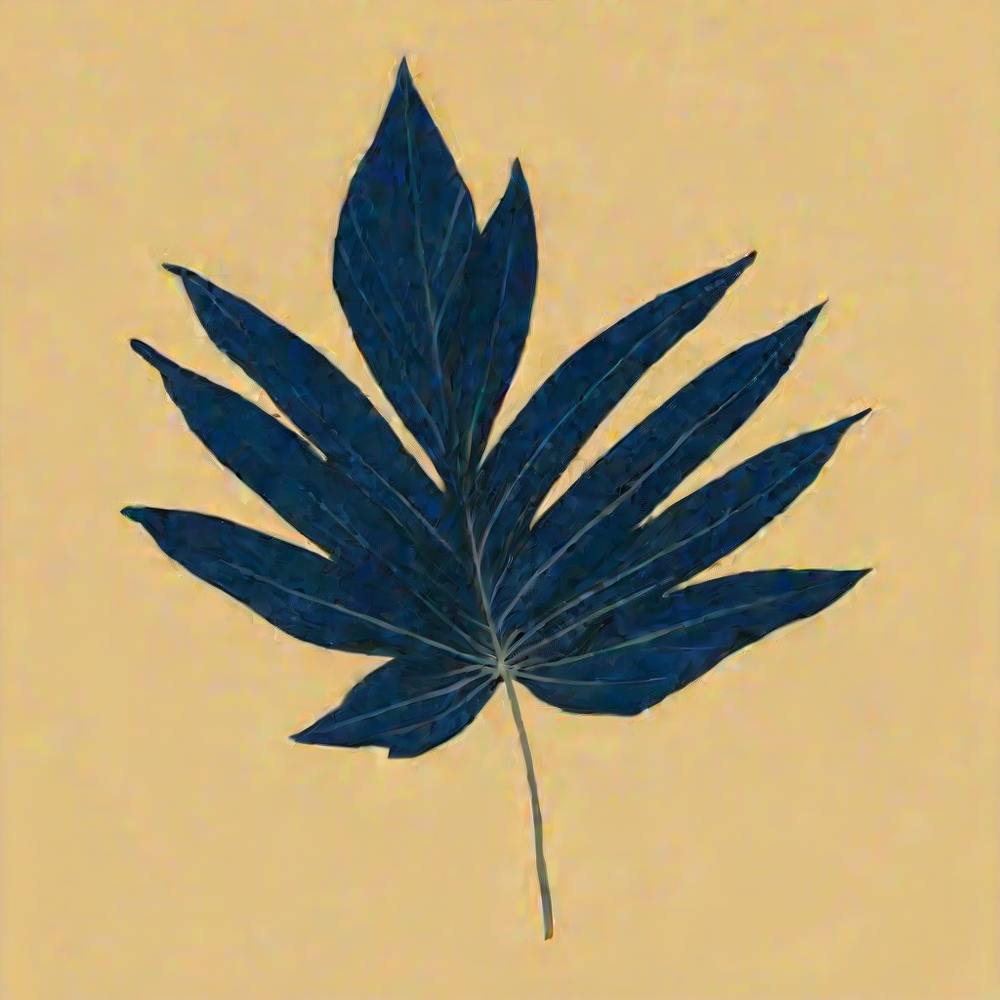 Single Tropical Leaf On A Solid Background Simple Minimalist