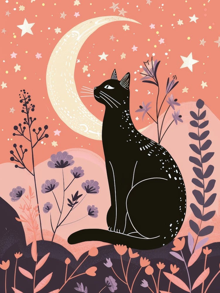 Black Cat In The Moonlight 2