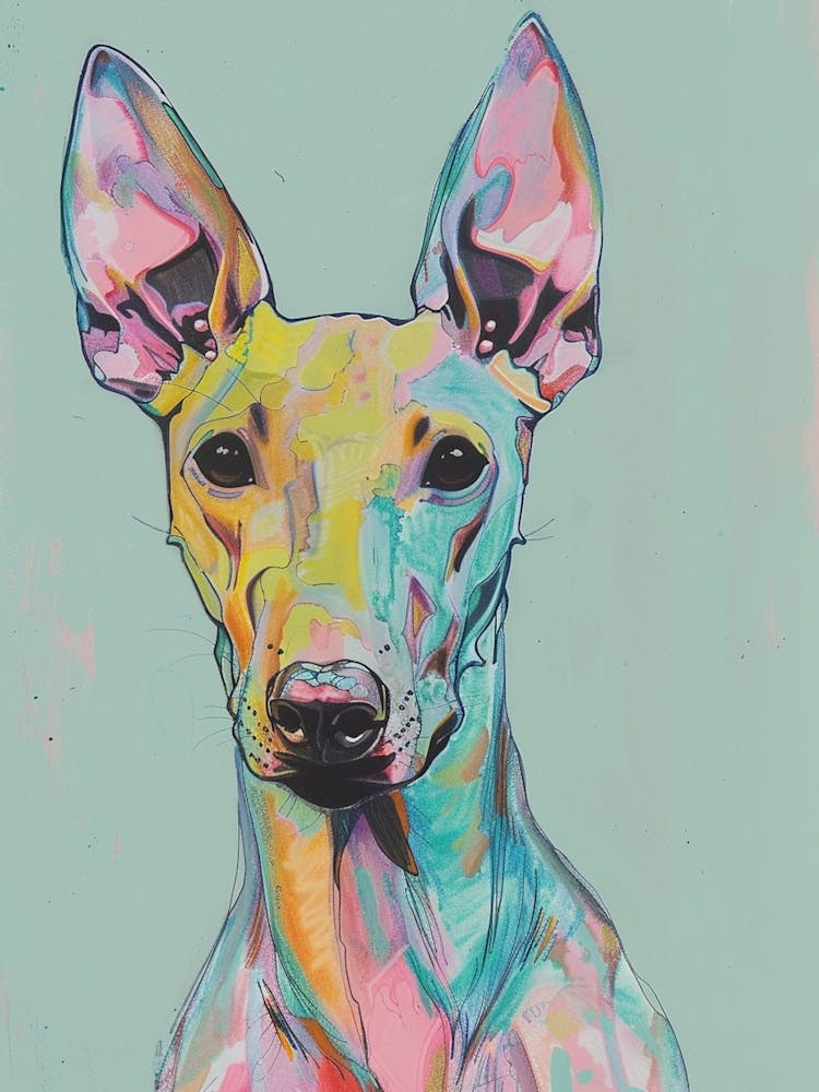 Pastel Xoloitzcuintli Hairless Dog Pastel Line Illustration  3
