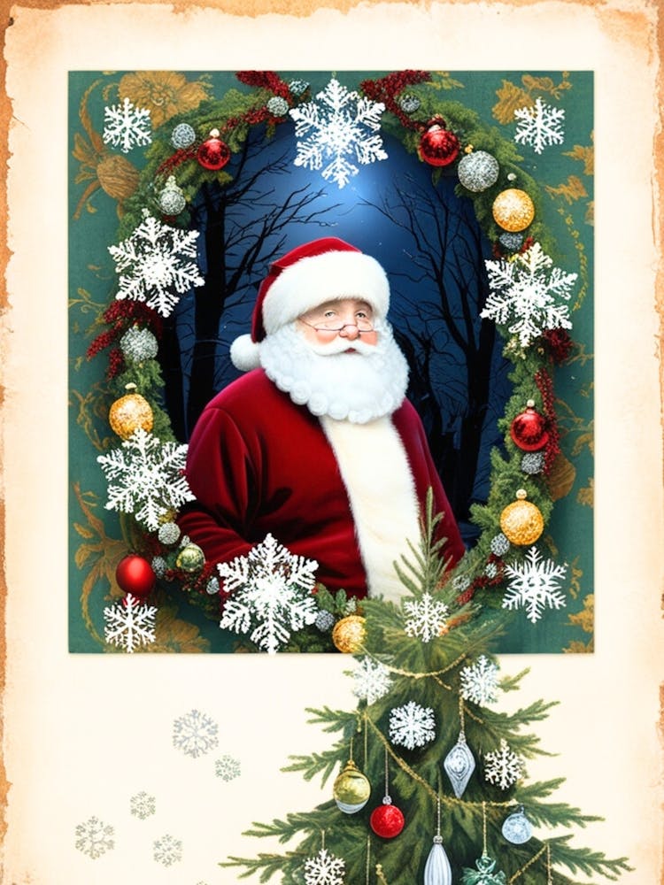 William Morris Santa Claus And Christmas Tree