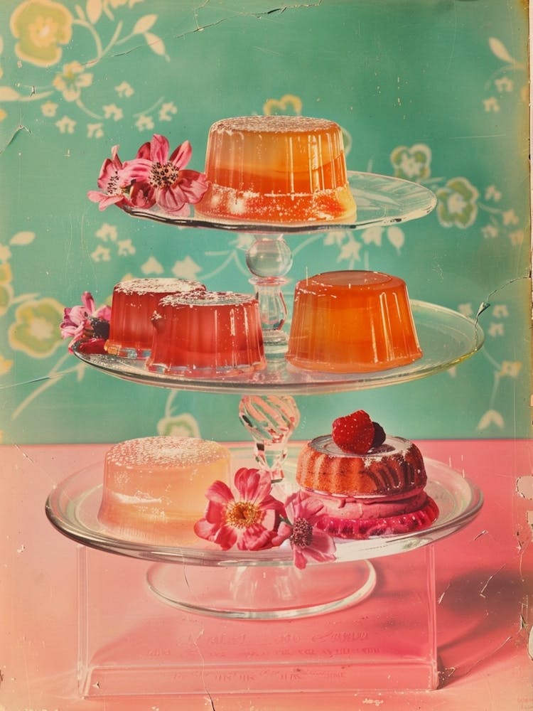 Jelly Dessert Platter Retro Collage 6