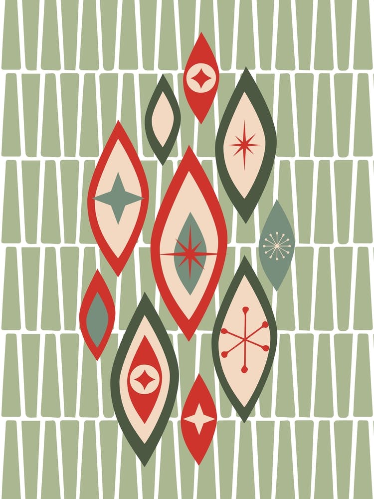 Atomic Age Mcm Eyes Shapes Green, Red