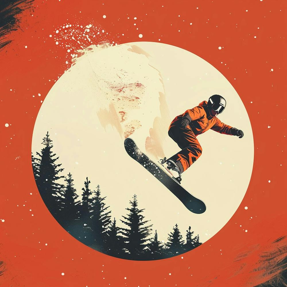 Snowboarder In The Moonlight