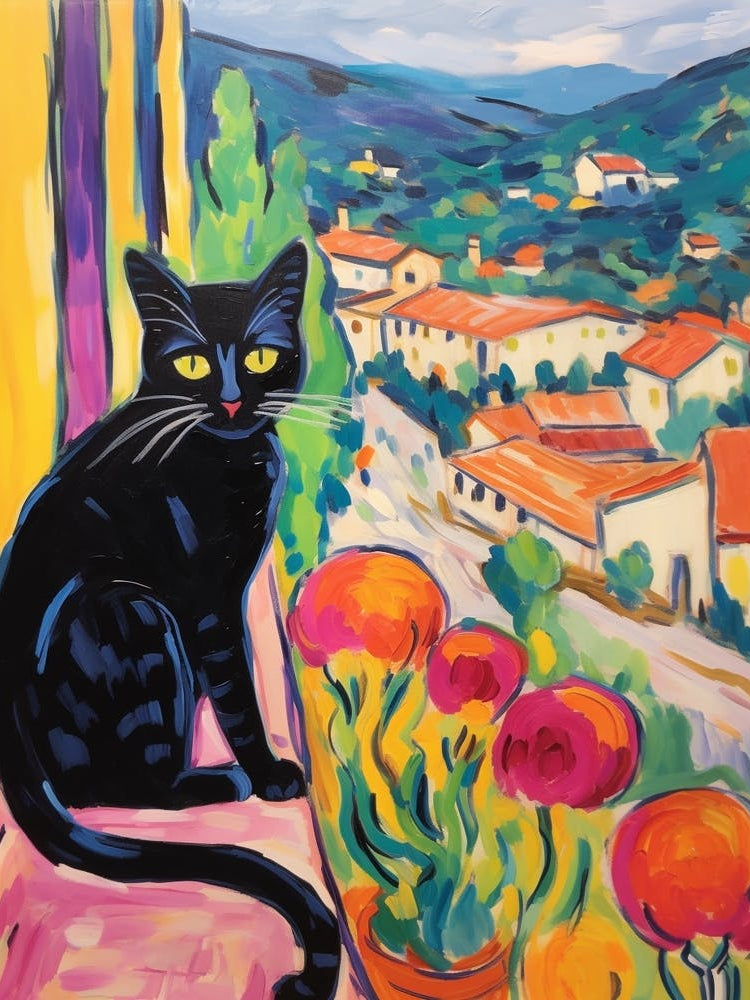 Painting Of A Cat In Chianti Italy 3
