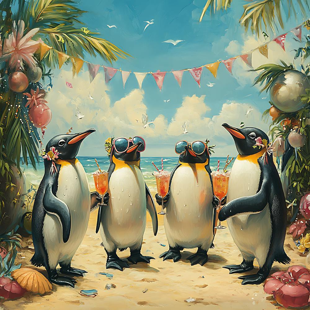 Tropical Penguin Beach Party Fun 4